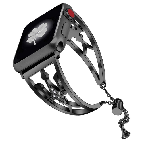 SAMA Diamond Rhinestone Stainless Steel Metal Wristband Strap 42/44mm For Apple Watch Band Black