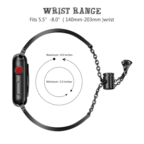 SAMA Diamond Rhinestone Stainless Steel Metal Wristband Strap 42/44mm For Apple Watch Band Black