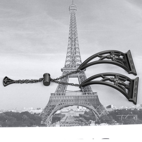 SAMA Diamond Rhinestone Stainless Steel Metal Wristband Strap 42/44mm For Apple Watch Band Black