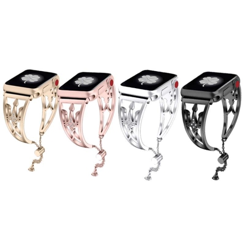 SAMA Diamond Rhinestone Stainless Steel Metal Wristband Strap 42/44mm For Apple Watch Band Black