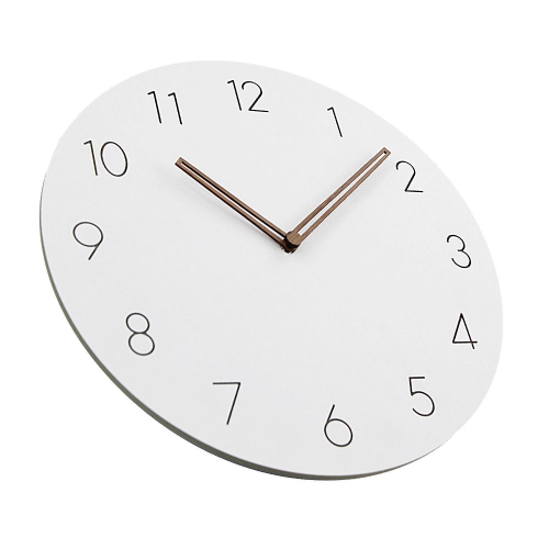 Modern 12" Round Wall Clock, Non-Ticking, White