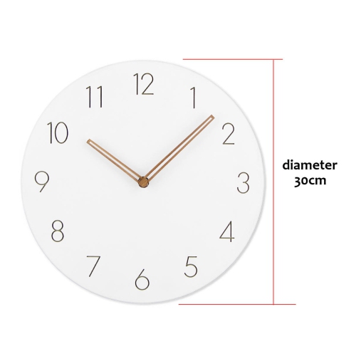 Modern 12" Round Wall Clock, Non-Ticking, White