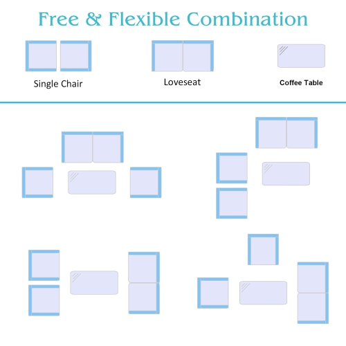 Costway 4PCS Patio Rattan Furniture Set Sofa Table W/Storage Shelf And Cushion