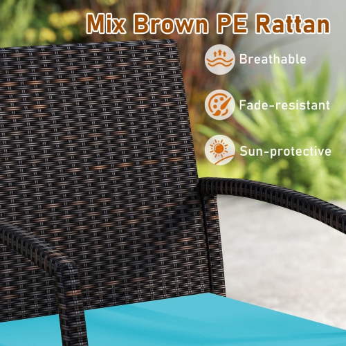 Ensemble de 7 pièces avec table à dîner en rotin et coussin de Costway avec trou pour parasol