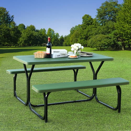 Costway Picnic Table Bench Set Outdoor Camping Backyard Garden Patio Party All Weather