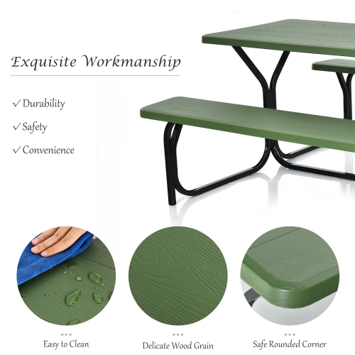 Costway Picnic Table Bench Set Outdoor Camping Backyard Garden Patio Party All Weather