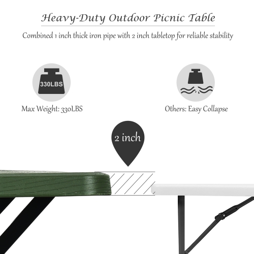 Costway Picnic Table Bench Set Outdoor Camping Backyard Garden Patio Party All Weather