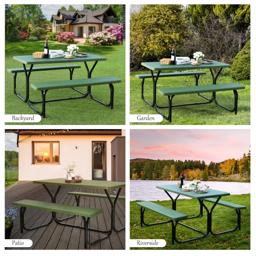 Costway Picnic Table Bench Set Outdoor Camping Backyard Garden Patio Party All Weather