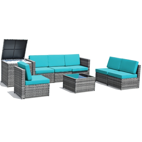 Ensemble de mobilier extérieur en rotin avec canapé fauteuil table basse et rangement en osier patio Costway