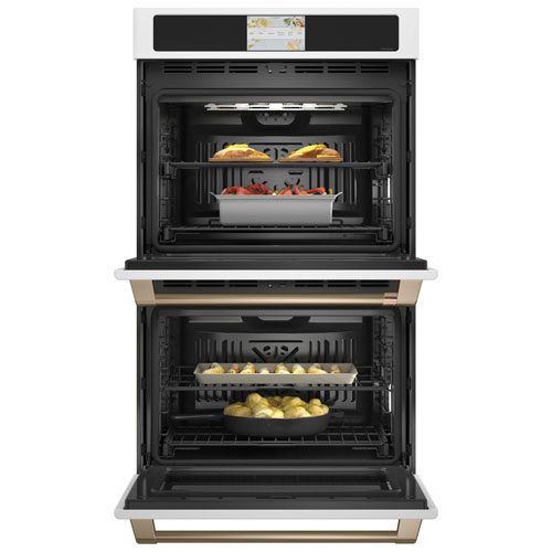Cafe 30" 10 Cu. Ft. Double True Convection Electric Wall Oven - Matte White