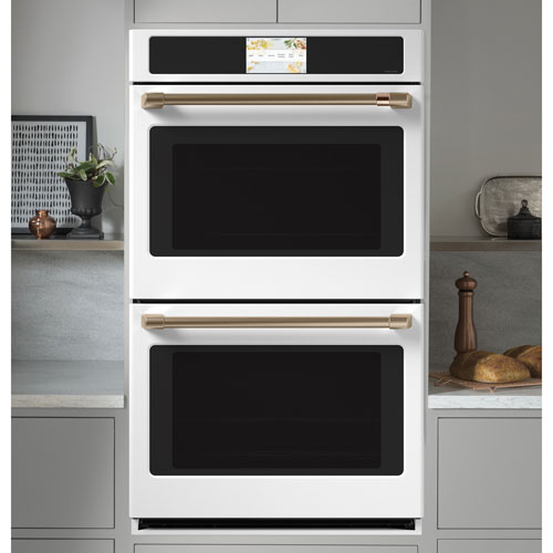 Cafe 30" 10 Cu. Ft. Double True Convection Electric Wall Oven - Matte White