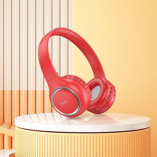 Bluetooth V5.0 Wireless Stereo Headphones Headsets Noise Isolation High Bass with Microphone, RED