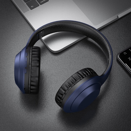 Bluetooth V5.0 Wireless Stereo Headphones Headsets Noise Isolation High Bass with Microphone, BLUE