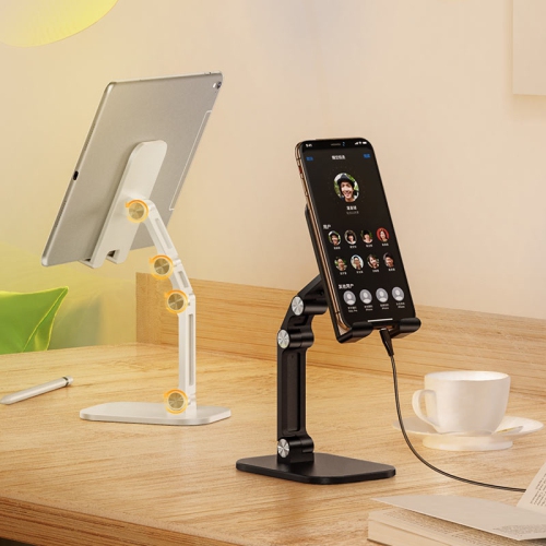 360 Rotating Tablet Desk Stand Flexible Cellphone Holder Mount for iPhone / iPad / Samsung Tablet / Smartphone, Black