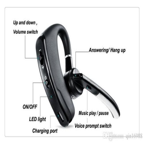 Wireless Bluetooth Headset, Universal Business Handsfree Ear Hook In-ear Earbuds Earphone DSP Stereo Noise Cancellation & Mic