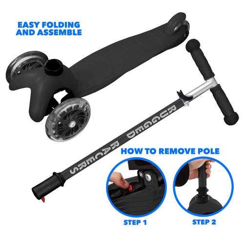 Rugged Racer Mini 3-Wheel Scooter With LED Lights