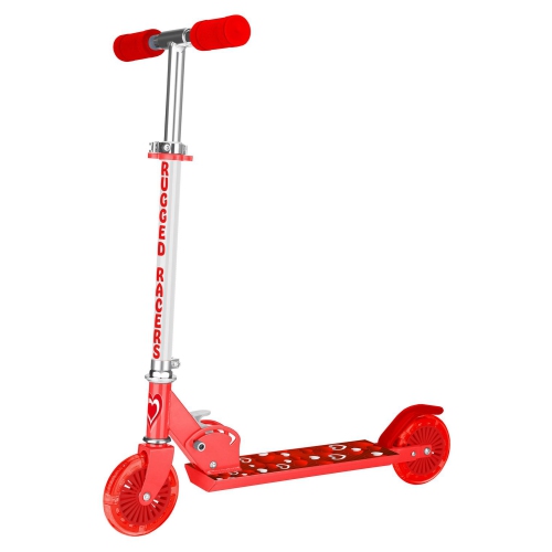 Image 1 de 6.. Trottinette à deux roues à imprimé de cœur rouge et à DEL