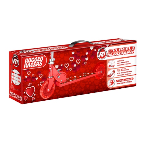 Rugged Racer Two Wheel Scooter with Red Heart Print & LED Lights