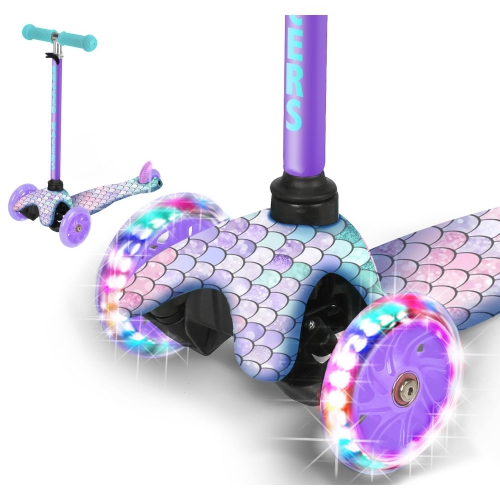 Rugged Racer Mini Deluxe 3 Wheel Scooter With LED Lights, Mermaid Design