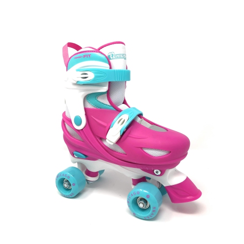 Chicago – patins à quatre roues roses réglables pour filles, taille 1-4