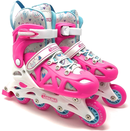 Chicago Skates – Coffret combiné de patins à roues alignées roses, taille 1-4