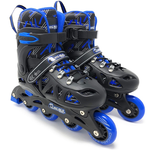 Ensemble de patins à roulettes bleu réglable Chicago Skates, taille 1-4