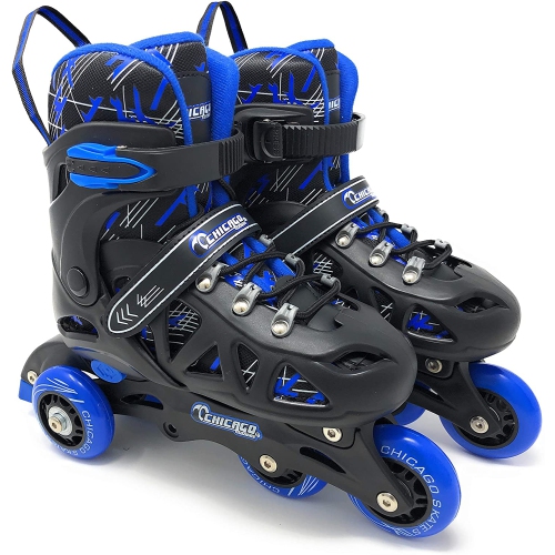Ensemble de patins à roulettes bleu réglable Chicago Skates, taille 1-4
