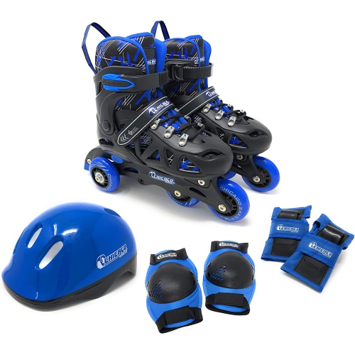 Ensemble de patins à roulettes bleu réglable Chicago Skates, taille 1-4