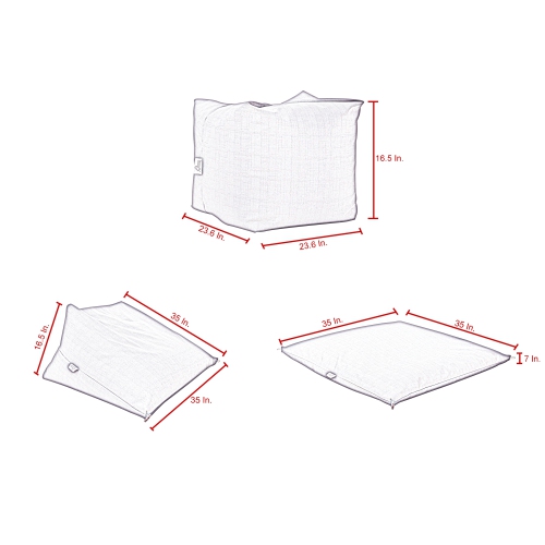 Loungie Jazmine Microplush Bean Bag Chair/Ottoman/Floor Pillow 3-in-1, Blue