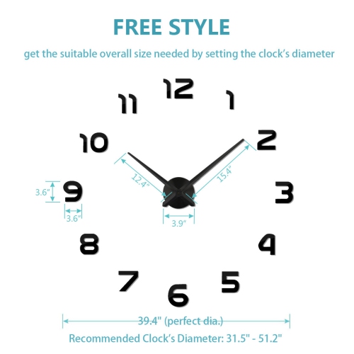 3D Large Modern DIY Wall Clock