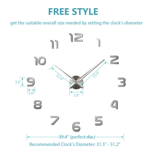 3D Large Modern DIY Wall Clock