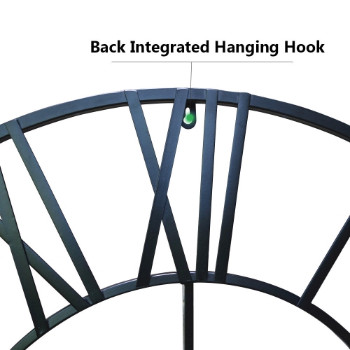 Horloge murale rétro avec chiffres romains noirs ronds de 32 po