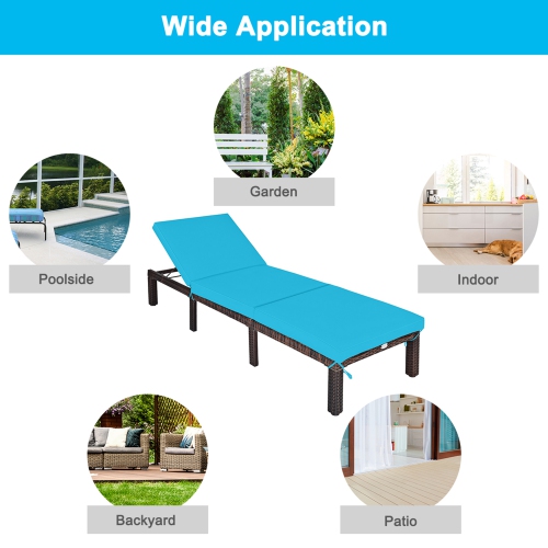 Chaise longue de patio en rotin réglable avec coussin Gymax