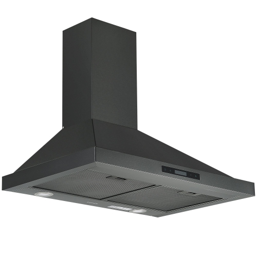 Ancona 30" Convertible Wall Mount Pyramid Range Hood in Black Stainless Steel