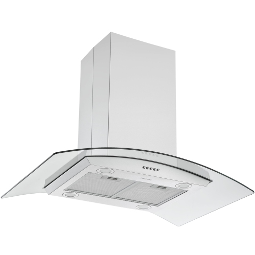 Ancona 36" Convertible Island Mount Glass Canopy Range Hood in Stainless Steel