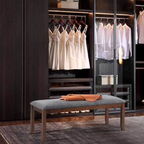 Costway Set of 2 Dining Bench Rubber Wood Upholstered Padded Bedroom Seat