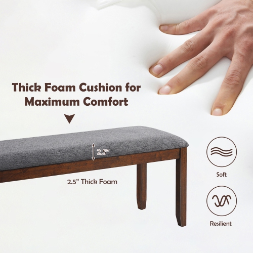 Costway Set of 2 Dining Bench Rubber Wood Upholstered Padded Bedroom Seat