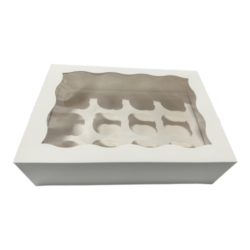White Window Cupcake Box with Insert – 12 Slot - 25 pack