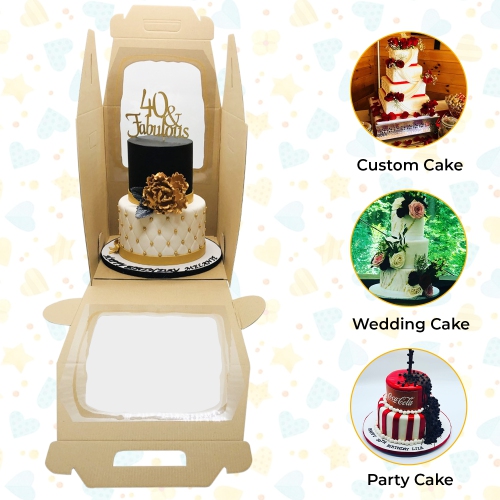 Grande Boîte à Gâteau - Blanc 10 ″ x 10 ″ x 12 ″ Haut avec Fenêtre