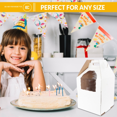 Grande Boîte à Gâteau - Blanc 10 ″ x 10 ″ x 12 ″ Haut avec Fenêtre