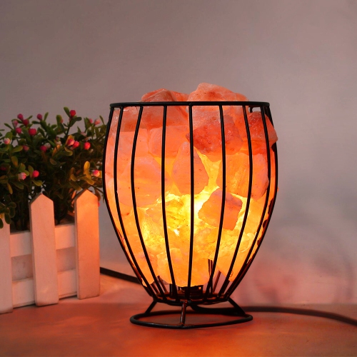 Apex Global Himalayan Pink Salt Metal Basket with Natural Salt Chunks, with Dimmer Switch and Extra Bulb Best Gift Item