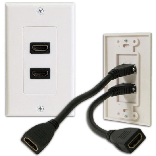Double HDMI Wallplate with 2 3in. Extension Flex v1.4