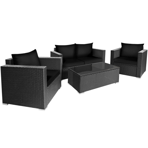 Costway 8PCS Patio Rattan Furniture Set Cushioned Sofa Chair Coffee Table