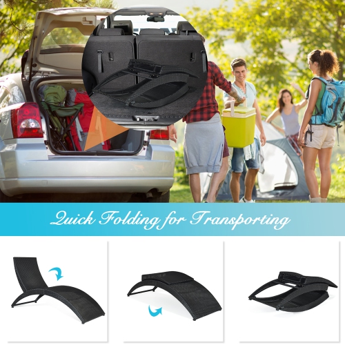 Costway Folding Patio Rattan Lounge Chair Chaise Cushioned Portable Garden