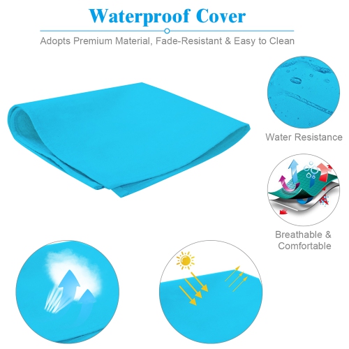 Costway 2-Person Patio Rattan Lounge Chair Chaise Recliner Adjustable Cushion Turquoise