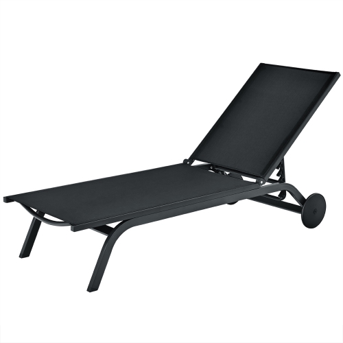 Costway Outdoor Patio Lounge Chair Chaise Reclining Aluminum Fabric Adjustable