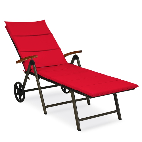 Costway Aluminum Rattan Lounger Recliner 5-Position Adjustable Chair