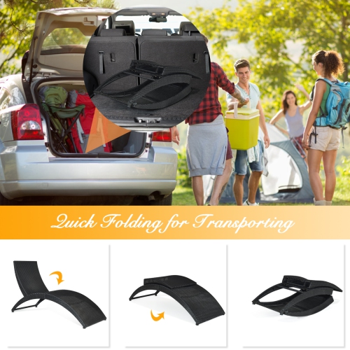 Costway Folding Patio Rattan Lounge Chair Chaise Cushioned Portable Garden Lawn Black