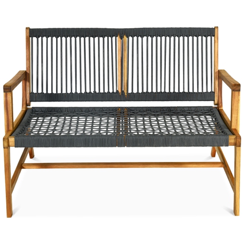 Costway 2-Person Patio Acacia Wood Bench Porch Garden Yard Deck Furniture
