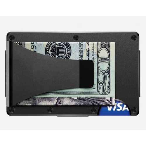 RFID-Blocking Slim Minimalist Aluminium Metal Wallet/Card Holder with Money Clip
